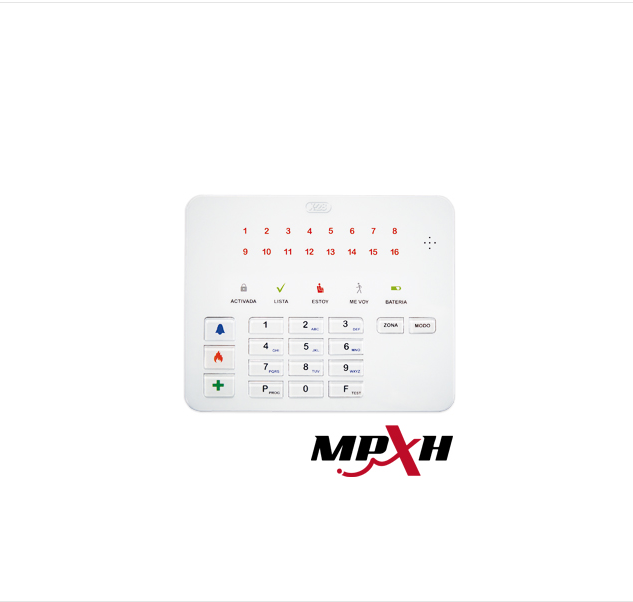 TECLADO LED 4 ZONAS. LEDS DE ESTADO VOZ