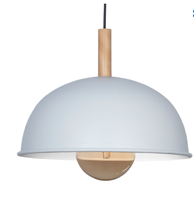 COLGANTE ALUMINIO 1/2 ESFERA CON DETALLE EN MADERA Ø34 SJ