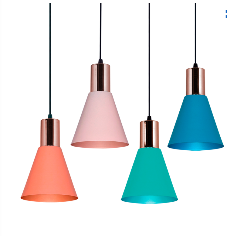 COLGANTE CON PANTALLA METÁLICA EMBUDO 4 LUCES 80CM SJ